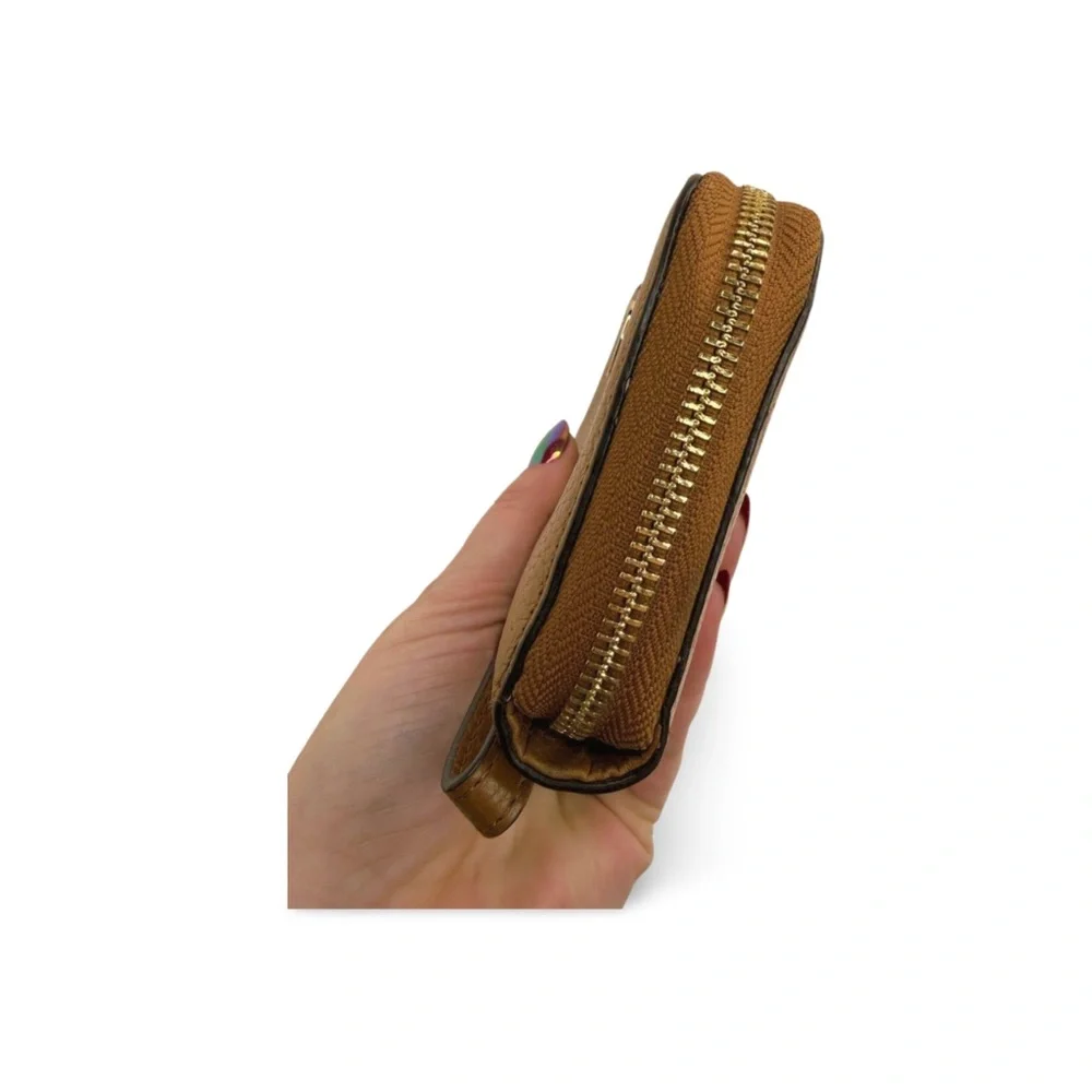 Michael Kors Pebbled Leather Zip Around Wristlet Wallet Brown